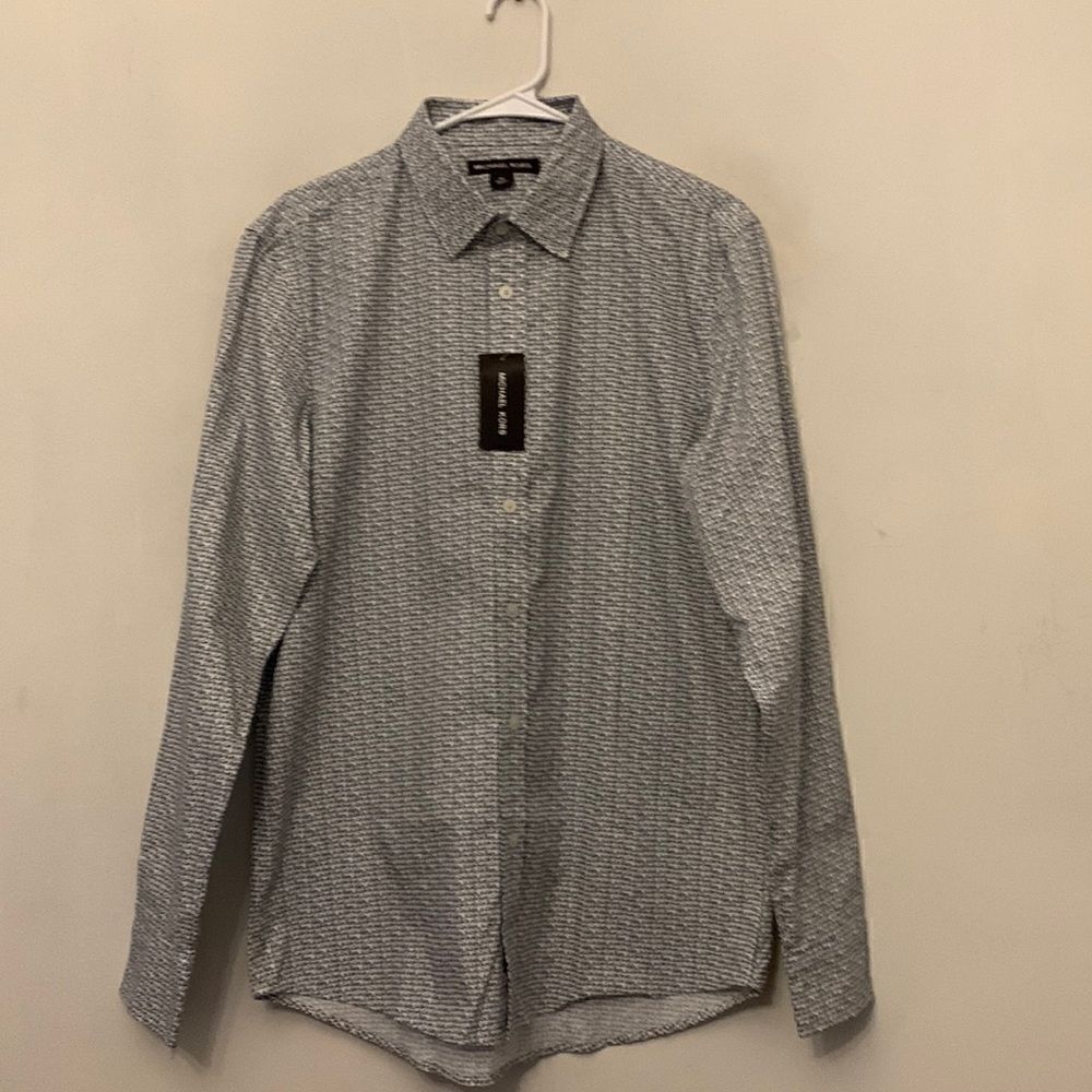 Michael Kors long sleeve white shirt with Michael Kors black print Size M NWT